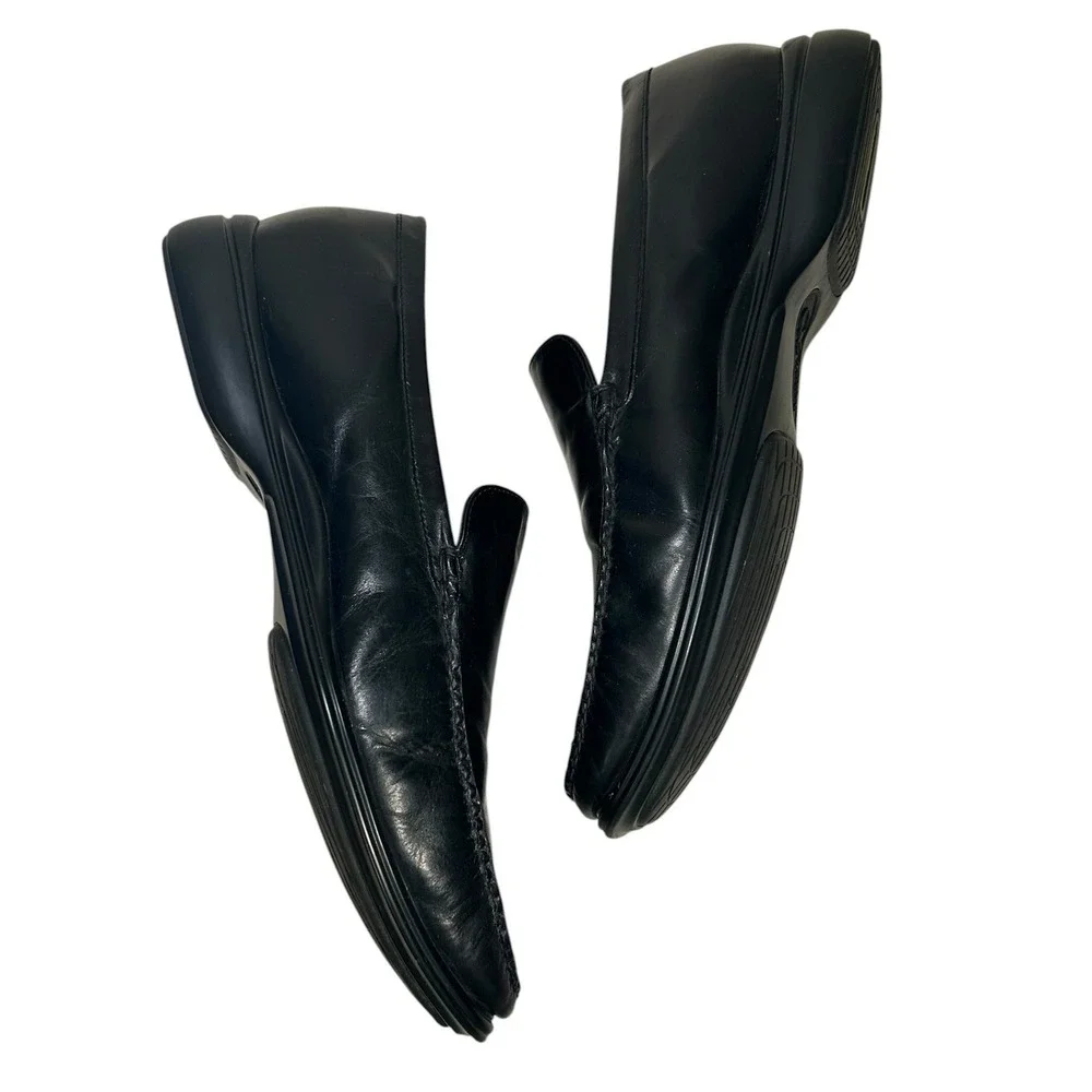 Cole Haan Nike Air Loafers Classic Black Leather Slip On Shoes 11 C08202
